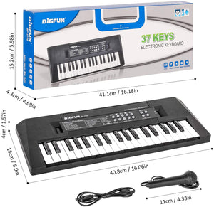 m zimoon 37 Tasti Tastiera Elettronica, Pianoforte per Bambini Portatile Mini Tastiera Musicale con Microfono Giocattoli Musicali Educativi Regali per 3-8 Anni Ragazze Ragazzi Principianti