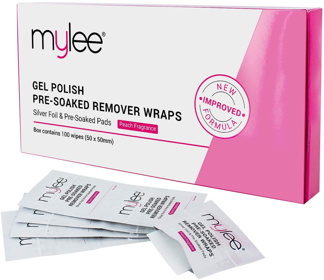 Mylee Salviette levasmalto pre-imbevute con solvente per smalto gel, Professionali, Per manicure e pedicure, Veloci e facili da usare (100 salviette)