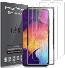 Carica l'immagine nel visualizzatore di Gallery, LK Pellicola Protettiva Per Samsung Galaxy A50 Vetro Temperato,[3 Pezzi] [9H Durezza] [Strumento per Una Facile Installazione] Protezione Schermo Screen Protector Per Samsung A50 2019