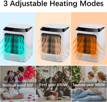 Carica l&#39;immagine nel visualizzatore di Gallery, Termoventilatore da bagno basso consumo con telecomando e timer, termoventilatore ceramica portatile elettrico 800W stufetta elettrica basso consumo Termostato con LED luci 7 colori (Giallo)
