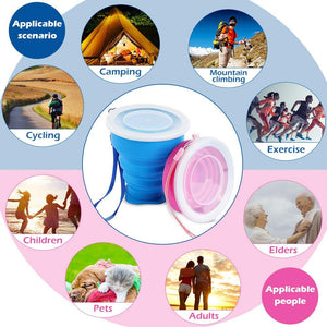 FUNNY HOUSE Tazza da Viaggio Pieghevole, Portabile a Livello Alimentare Blu - Ilgrandebazar