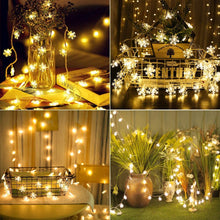 Carica l'immagine nel visualizzatore di Gallery, EFFE Strisce LED forma di fiocco di neve a 20 LED con luci a LED Luci da stringa a LED da 3M Luci a batteria impermeabili per giardino di Natale Patio Camera da letto Decorazioni Illuminazione