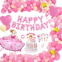 Carica l'immagine nel visualizzatore di Gallery, MMTX Palloncini Feste di Compleanno Rosa, Buon Compleanno Ballon Banner Aluminium Ballons Decorazione Festa a Tema Ragazza di Balletto Cake Topper Tatuaggi Bambini per Compleanno Baby Shower