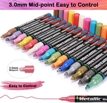 Carica l'immagine nel visualizzatore di Gallery, Gafild Pennarelli Metallic Marker Penne, Pennarelli a Vernice Acrilica 15 Colori Impermeabile Pittura Arte Pennarello Set per Ceramica, Tessuti, Plastica, Vetro, Metallo, Legno, Roccia, Tela, Carta