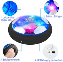 Carica l'immagine nel visualizzatore di Gallery, Set da Calcio Air Power con 2 Obiettivi, Giocattoli Ricaricabili Pallone da Calcio al Passaggio con luci a LED, pallone da calcio Air Power Hover per ragazze dei ragazzi Giochi all'aperto al coperto Blu