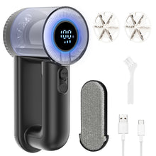 Carica l&#39;immagine nel visualizzatore di Gallery, Dreamhigh® Electric Lint Shaver, 2 in 1 Togli Pelucchi Elettrico con Spazzola per Pelucchi, Ricaricabile Leva Pelucchi Elettronico con Display LED, 3 Velocità Testa a 6 Lame (Nero)