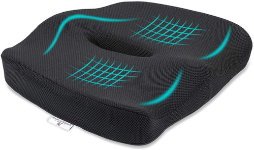 Power Of Nature Cuscino per Sedile Ortopedico, Cuscino Sedia Memory Foam, Ergonomico Cuscini Seduta per Auto, Ufficio, Computer, Sedia a Rotelle, Piaghe da Decubito e per Dolore al Coccige
