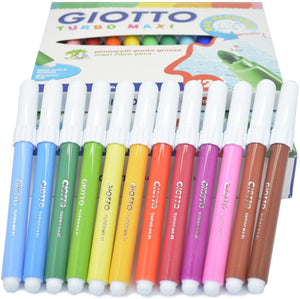 "Giotto 455000 Pennarelli Turbo Maxi Punta Larga, 5 mm, Conf. da 24 tonalita' di colori