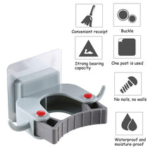 Carica l&#39;immagine nel visualizzatore di Gallery, Mop Holder Autoadesivo Scopa Titolare Parete Montato Clip per Bagno o...