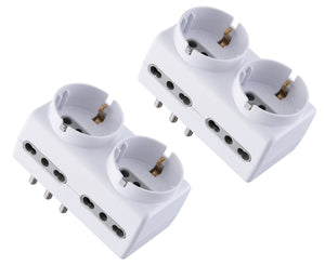 Electraline 92299 Set 2 Adattatori Multipresa 6 Posti 2 Schuko + 4 Bianco - Ilgrandebazar