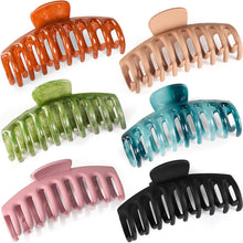 Carica l'immagine nel visualizzatore di Gallery, Dapzon 6 Pezzi Pinze per Capelli, Durevole Plastica Pinze Capelli Clip Artiglio, Antiscivolo Donna Mollette Capelli Accessori per Ragazze e Donne , Capelli Spessi, Lavaggio del Viso, Bagno, Trucco