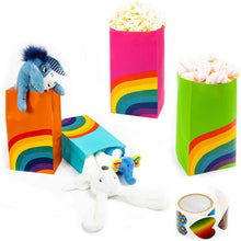 Carica l'immagine nel visualizzatore di Gallery, Funny House 40 Pezzi Sacchetti Regalo di Carta Regalo Confetti Borse Arcobaleno Festa con Un Rotolo di 100 Adesivi per Bambini Feste di Compleanno