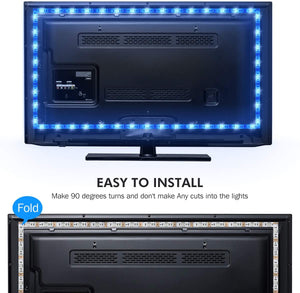 Retroilluminazione TV LED ad USB di Lunghezza 2.4M Adatto per HDTV da 40-65 Pollici, 24 Tasti Telecomando ad Infrarossi in Grado di telecomandare Striscia Luminosa a LED, RGB 5050 Luce con 16 Colori