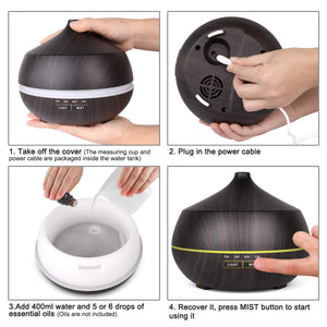 Tenswall 400ml Umidificatore con 7 Colori Cambiato di Luce LED,Diffusore... - Ilgrandebazar