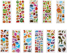 Carica l'immagine nel visualizzatore di Gallery, Vicloon Adesivi per Bambini 500+ Adesivi 3D, Puffy Adesivi per Regali Gratificanti Scrapbooking Inclusi Animali, Pesci, Dinosauri, Numeri, Frutta, Camion, Aeroplani e Altro(22 Fogli) 22pcs Multicolore