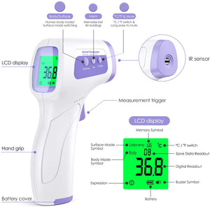 KKmier Termometro Professionale Febbre Infrarossi, Termometro Frontale Digitale per Misurazione Temperatura Corporea, Termoscanner per Febbre per Neonati, Bambini, Adulti
