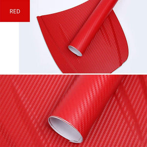 Stickers Pellicola (2 pezzi), Minleer 3D Carbonio Adesiva Foglio, Rosso