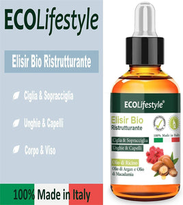 Olio di Ricino per Ciglia Capelli (50ml) Siero Ciglia Allungante Pelle Unghie e Sopracciglia Allunga Rinforzante per Crescita Barba Castor Oil Olio di Ricino Puro Macadamia Argan Cheratina