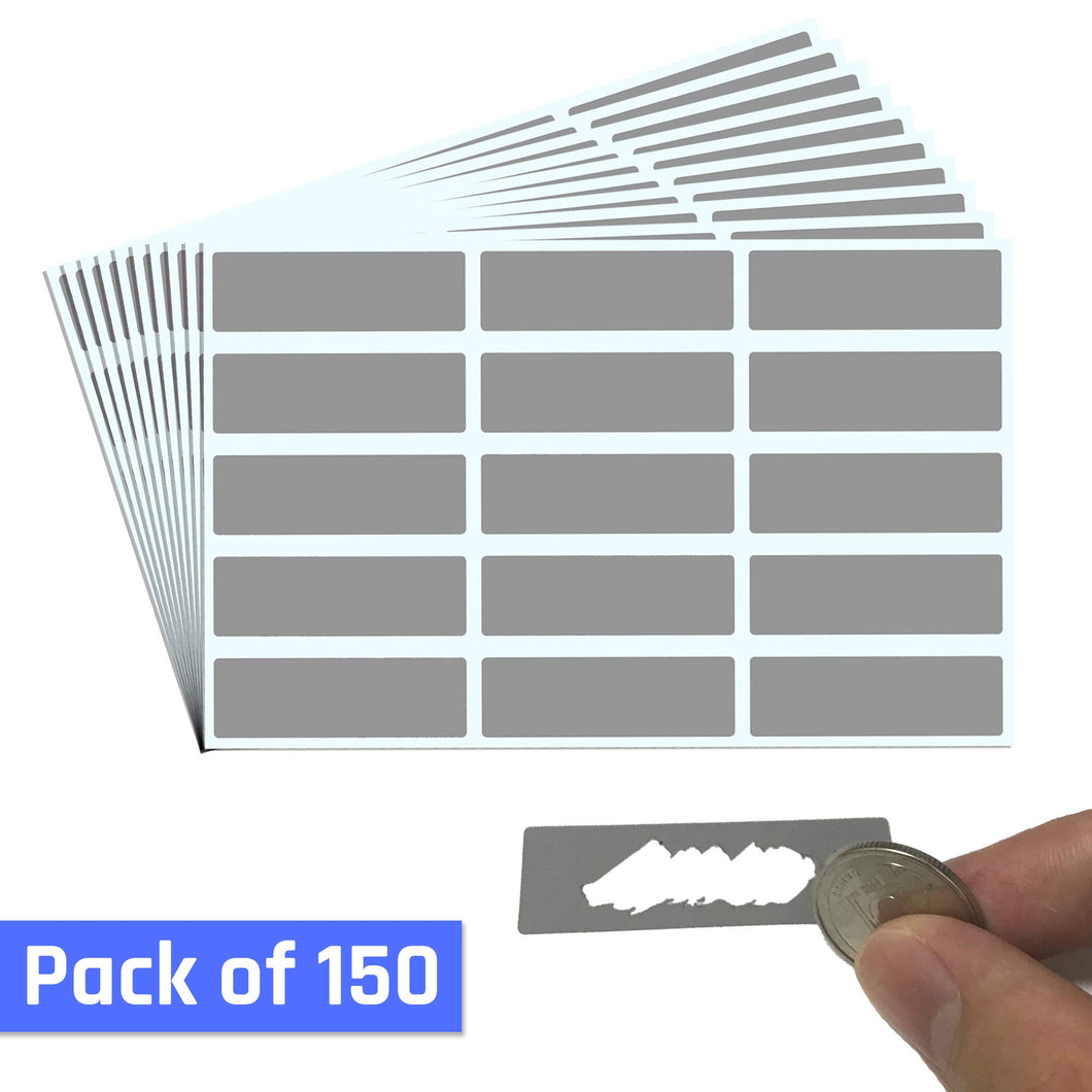 150 pezzi, Gratta e Vinci Adesivo Etichette, Scratch 4,8 x 1,5 cm, Grigio - Ilgrandebazar