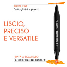 Carica l&#39;immagine nel visualizzatore di Gallery, 20 Pennarelli per tessuti e stoffe, resistenti al lavaggio (a freddo) e a doppia punta - Colori atossici per tessuti - Punte fini e cesellate per effetti multipli