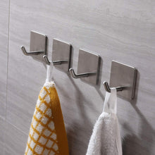 Carica l&#39;immagine nel visualizzatore di Gallery, Ganci Appendiabiti da Parete in Acciaio Inox (4 Pezzi) Set di Porta Asciugamani Adesivo Bagno Impermeabile Ganci Adesivi per Asciugamani, Cappotti, Borsetta, Presine da Cucina, Bagno, ecc.