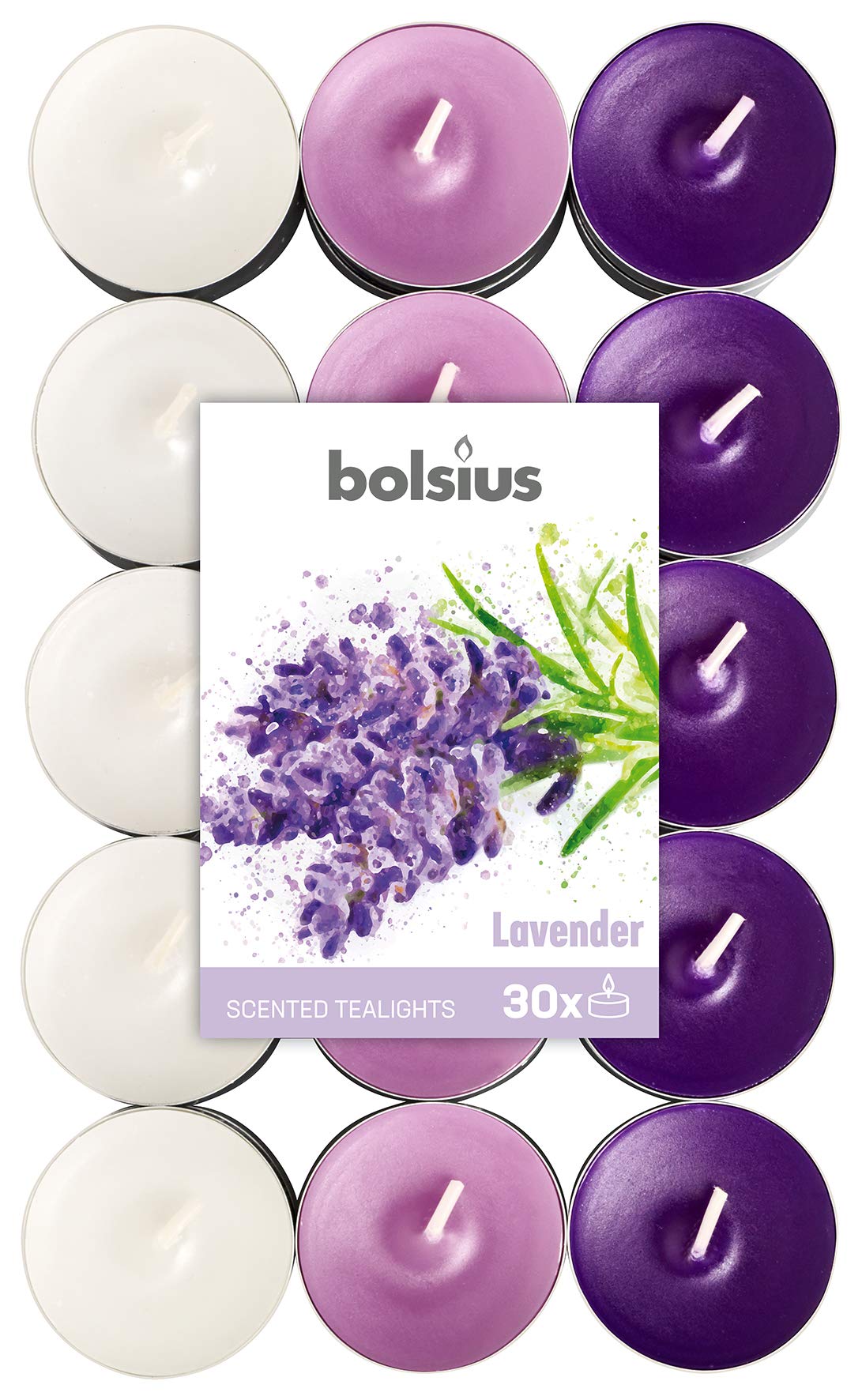 Candeline Profumate Bolsius Alla Lavanda - Set Di 30 Pezzi Multicolore - Durata 4 Ore - Senza Fumo - Foto 10