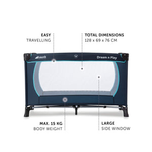 Hauck Dream N Play Plus Lettino da Viaggio 3 Pezzi 125 x 65 x 76, Multicolore - Ilgrandebazar
