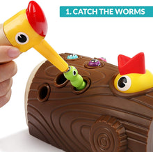 Carica l'immagine nel visualizzatore di Gallery, Nene Toys – Gioco Educativo per Bambini e Bambine di 2, 3 e 4 Anni – Picchio in Legno con Tronco e Bruchi Colorati – Giocattolo Magnetico – Ideale come Regalo Didattico in Età Prescolare