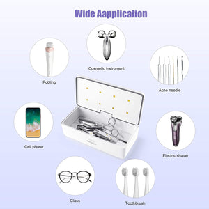 Sterilizzatore UV Professionale, 59S Sterizzatore UV Scatola LED con 8 Perline Lampada Sterilizzazione Rapida 99,9%, Adatto per Cellulari, Occhiali, Estetica, Strum S2