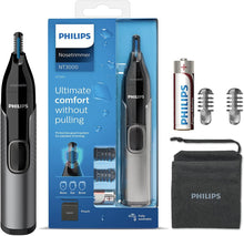 Carica l'immagine nel visualizzatore di Gallery, Philips Serie 3000 NT3650/16 - Rifinitore naso, orecchie e sopracciglia, impermeabile, rasoio per il naso con sistema di protezione, funzionamento a batteria, senza peli tirati