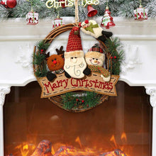 Carica l&#39;immagine nel visualizzatore di Gallery, Ghirlanda Natalizia per Porta,Decorazioni da Appendere Cervi Pupazzo di Neve di Babbo Natale,Porta Ciondolo in Rattan Natalizio Appeso,Forniture per la Disposizione della Scena del Battente Pendente