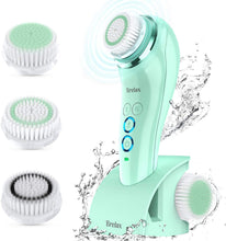 Carica l&#39;immagine nel visualizzatore di Gallery, Pulizia Viso, Brelax Spazzola Pulizia Viso Ultrasuoni con 3 Testine Ricambio, Impermeabile IPX7, 3 Velocità, Timer Intelligente, Ricarica Wireless con Supporto di Base, Adatto a Tutti I Tipi di Pelle…