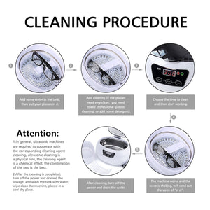Pulitore a Ultrasuoni, Charminer in acciaio inox 600 ML 42000 Hz Bianco - Ilgrandebazar