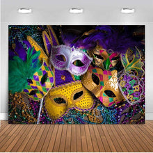 Carica l&#39;immagine nel visualizzatore di Gallery, Viola Oro Verde Perline Festa in Maschera Fotografia Sfondo Vinile 7x5ft per... - Ilgrandebazar