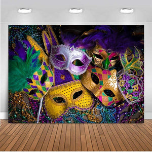 Viola Oro Verde Perline Festa in Maschera Fotografia Sfondo Vinile 7x5ft per... - Ilgrandebazar