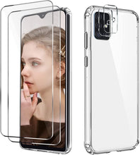 Carica l'immagine nel visualizzatore di Gallery, Cover per Samsung Galaxy A51 4G con 2 Pezzi Vetro Temperato Pellicola Protettiva e 2 Pezzi Protettore Lente Fotocamera, Custodia Transparent Protective Anti-yellow, Case in Antiurto buffer
