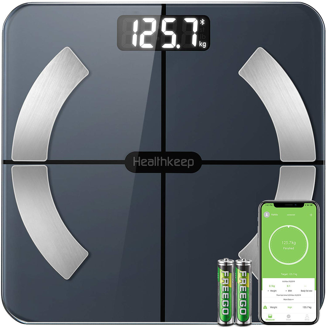 Bilancia Pesapersone Digitale Bilancia Pesapersone Impedenziometrica Intelligente Bluetooth Bilancia Pesa Persona Misura Peso Corporeo, Massa Grassa, BMI, Massa Muscolare, Massa Ossea, Proteine, 180kg