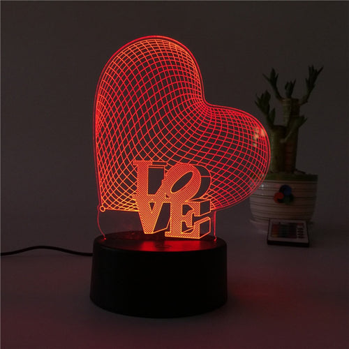 ledmomo 3d cuore forme luci notturne 7 colori cambia LED lampada Wie Gezeigt - Ilgrandebazar