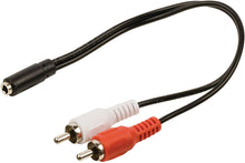 Carica l'immagine nel visualizzatore di Gallery, Valueline VLAP22255B02 Cavo di interfaccia e Adattatore 2 x RCA 3.5mm Nero, Rosso, Bianco