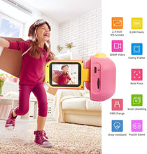 Carica l'immagine nel visualizzatore di Gallery, Fotocamera per Bambini Giocattolo Videocamera Digitale per Bambini Giocattolo per Bambini Schermo HD da 2.4 pollici 1080P con 32 GB TF Card Giocattoli da Regalo da 3 a 12 anni Ragazzi e Ragazze (rosa)