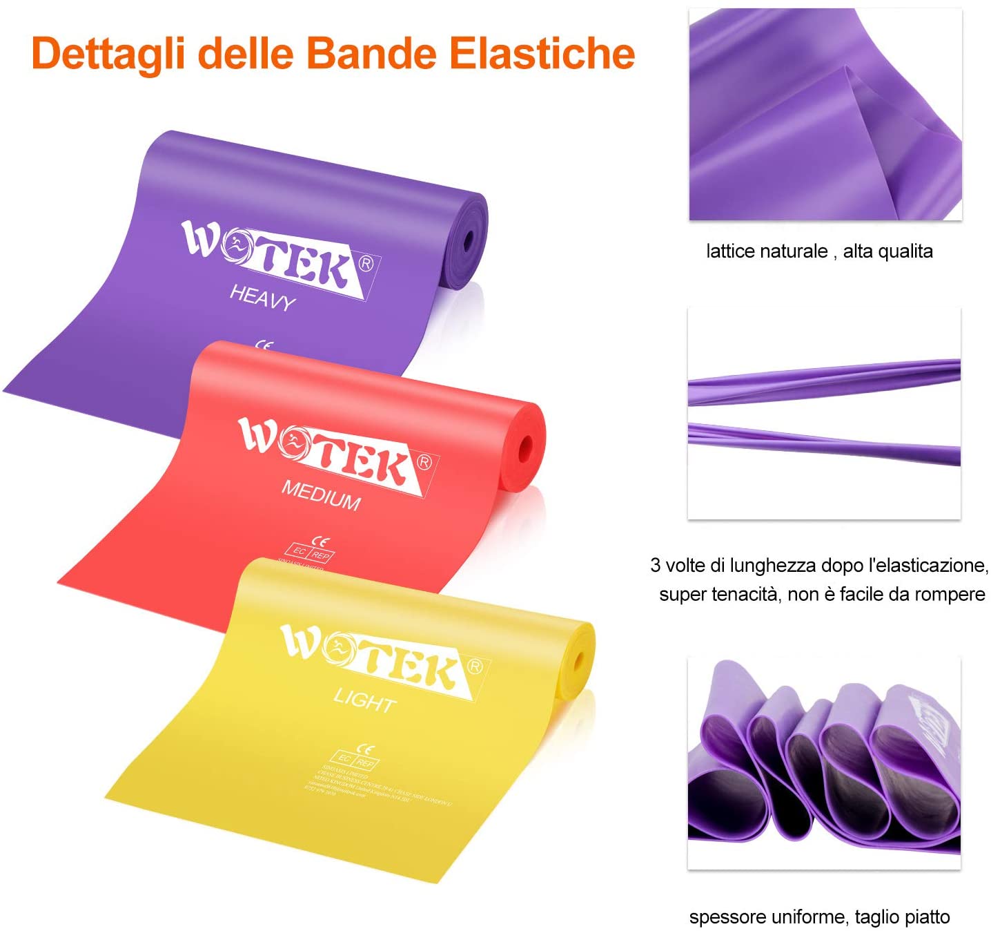 Set di 3 fasce elastiche in tessuto per esercizi Set di 3 fasce elastiche in tessuto per esercizi
