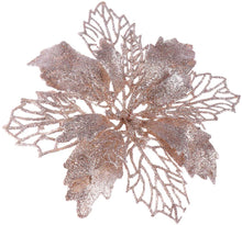 Carica l'immagine nel visualizzatore di Gallery, TOYANDONA 12pcs Glitter Stella di Natale Fiori Artificiali Albero di Natale Ornamenti Floreali Decorazioni Ciondolo Albero di Natale Corona di Natale riempimento (Champagne)