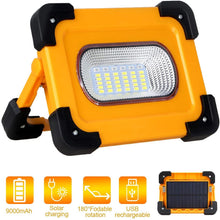 Carica l'immagine nel visualizzatore di Gallery, Faro Luce LED Portatile 60W, T-SUN Proiettore Ricaricabile con Cavo USB LED Esterni 9000mAh con Batteria Ricaricabile Integrata, Lavoro Luce da Campeggio Lamp Porta USB e modalità SOS.