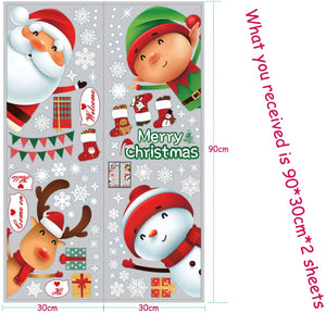 QIANS Natale Vetrofanie Murali Fai da Te Finestra Decorazione Vetrina Wallpaper Adesivi Impermeabile Facile da Usare(Ciao)