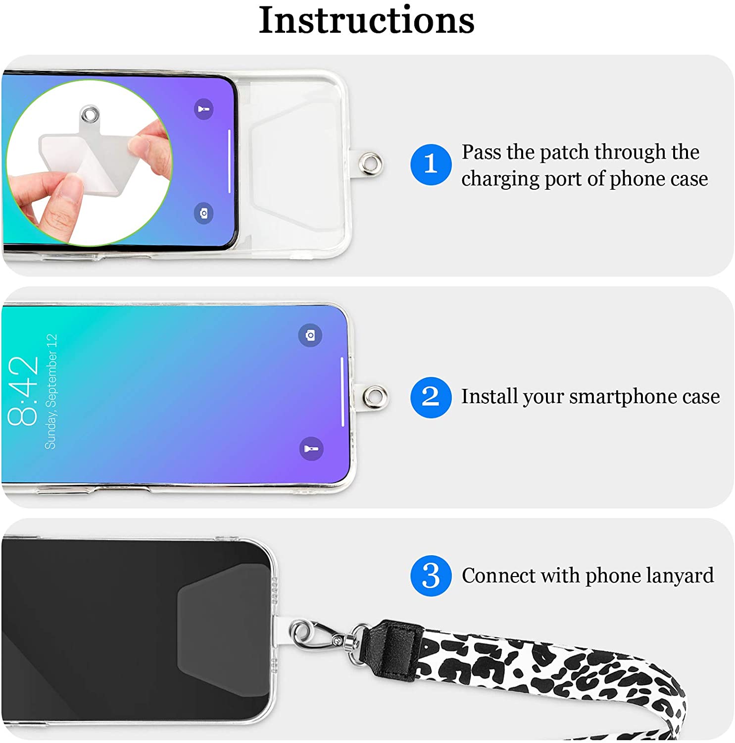 Caslord Cordino Per Cellulare*1, Patch Universali*2, Adatto A