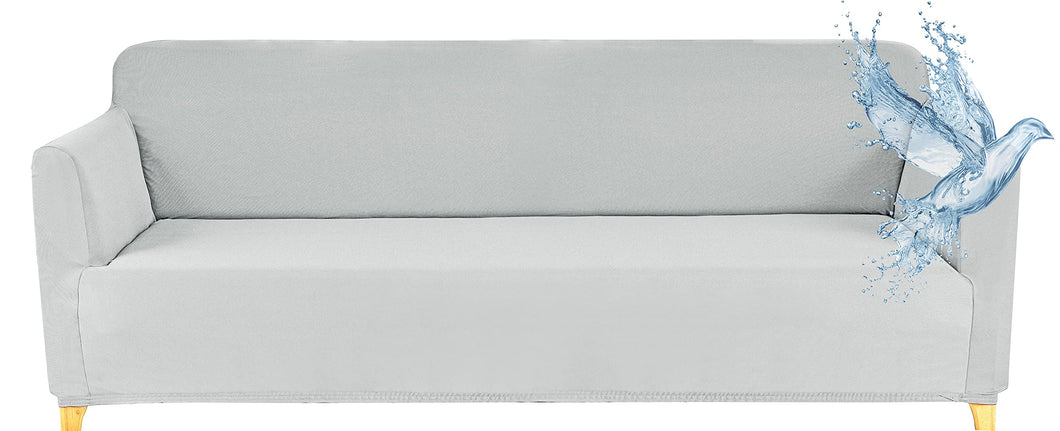 Copridivano 3 Posti Impermeabile Elasticizzato con Braccioli, Copridivano Fodera Protettiva Antimacchia, Copertura Protezione Divano, Copri Divano Grigio Chiaro