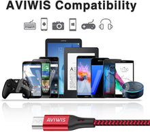 Carica l'immagine nel visualizzatore di Gallery, Cavo Micro USB, AVIWIS [3Pezzi 2M] Cavi Micro USB Rapida Ricarica Nylon Intrecciato Caricabatterie Android di Ricarica Compatible with Samsung Galaxy S7/S6/J7/Note5,Huawei,Nokia,Kindle Rosso