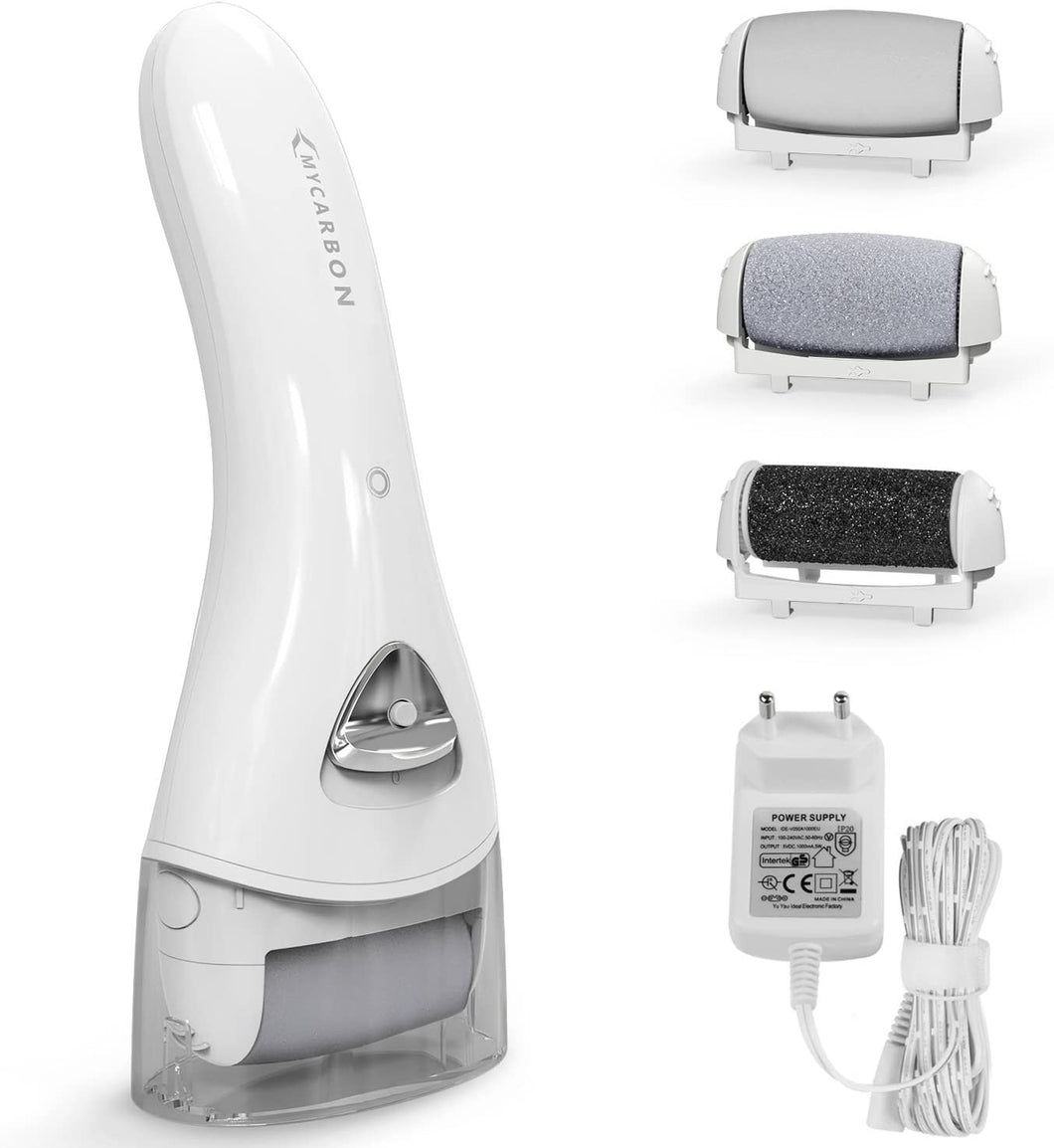 MYCARBON Pedicure Elettrico Professionale Piedi Attrezzi per Pedicure Rimuovere Calli Ricaricabile Cura dei Piedi Levigatore Duroni Compresi Rulli di Ricambio