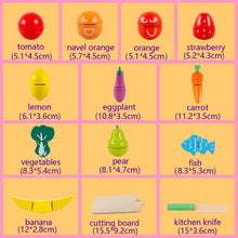 Carica l'immagine nel visualizzatore di Gallery, HVDHYY Giochi in Legno Taglio Frutta e Verdura Giocattolo Cucina per Bambini Legno Giocattoli di Simulazione Regalo di Natale Giorno dei Bambini Compleanno Daicon Una Sacchetto per 2 Anni+
