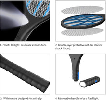 Carica l&#39;immagine nel visualizzatore di Gallery, DOUHE Racchetta Zanzare Elettrica, USB Ricaricabile Antizanzare, Torcia Rimovibile, 4000 Volt, 3 Strati Protezione Maglia, Efficace Contro le Mosche, Ideale per Interni ed Esterni